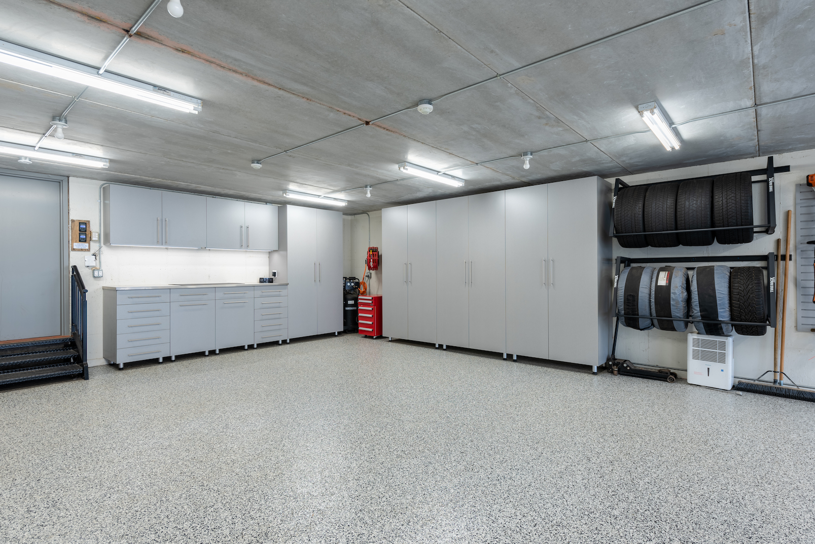 finished garage floor coating system with durable textured surface