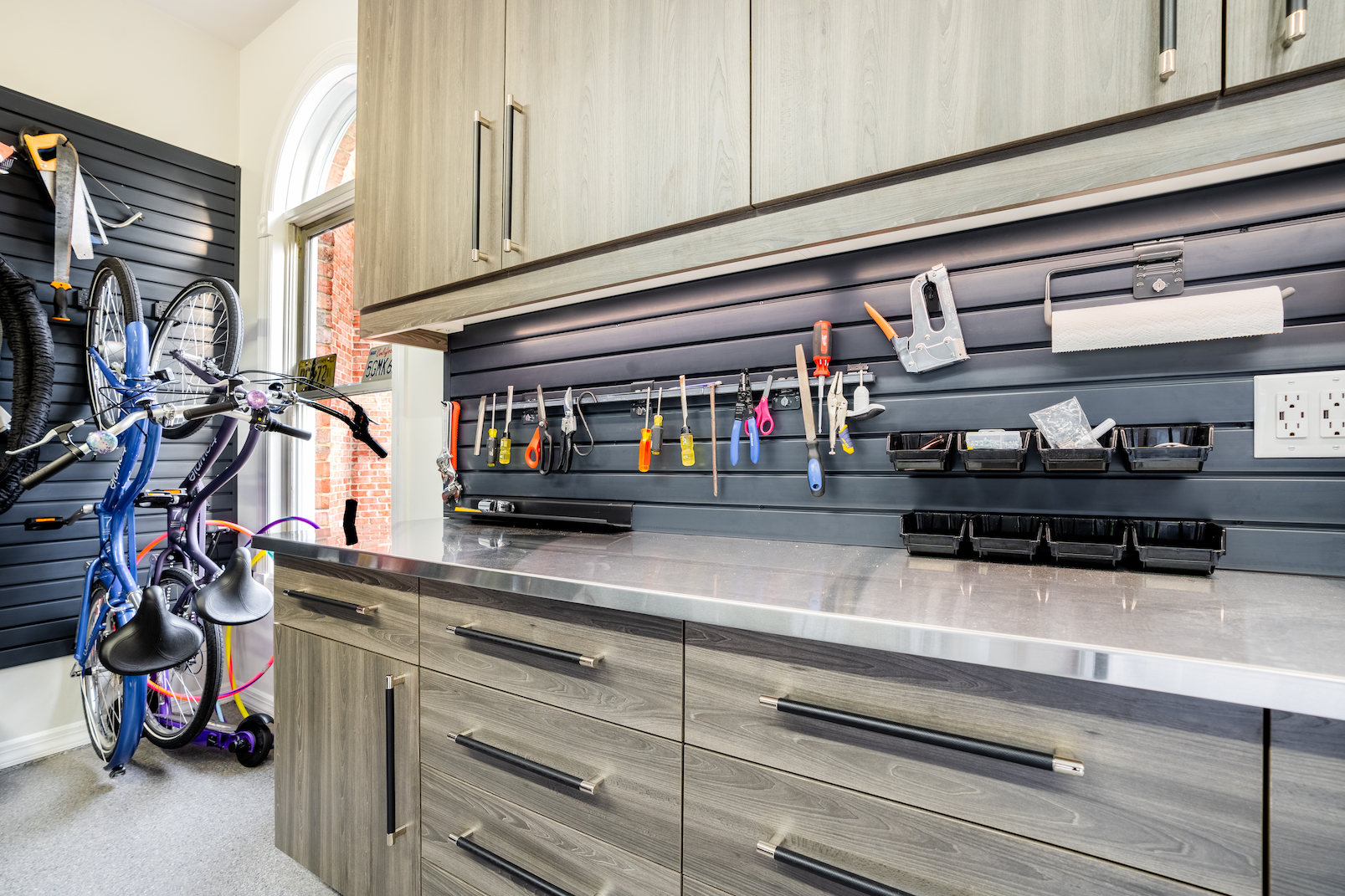 thermally fused laminate cabinet finish for durable garage cabinetry
