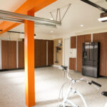 thermally fused laminate garage cabinets installed in finished garage